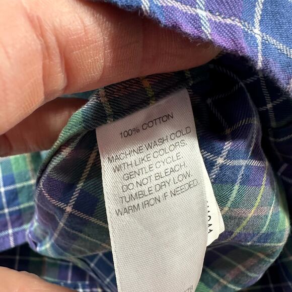 Vineyard Vines Shirt Mens Large Green Blue Plaid Slim Fit Tucker Button Down - Picture 4 of 7